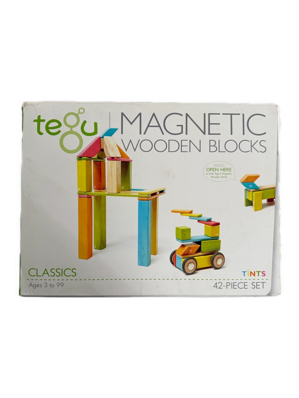 Tegu Classics Magnetic Wooden Blocks - Tints 42-Piece Set (Multi-Color)